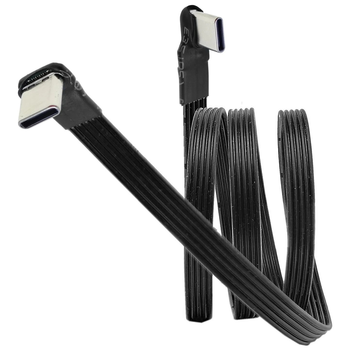 

50CM 30CM 40CM 20CM USB 2.0 Type-C Flat Cable Extension FPC Cable USB 2.0 USB-C 90° Up/Down Angled Plug 5CM-1M