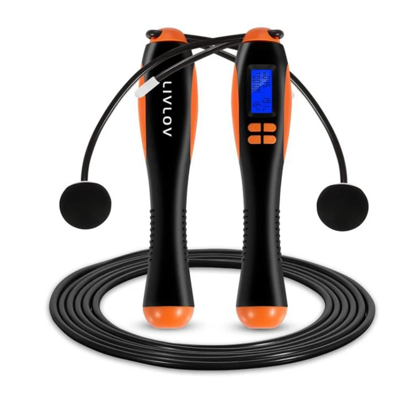 LIVLOV Weighted Skipping Rope,With Calorie Counter&Alarm Clock Reminder,For Fitness Exercise,Adjustable Length,Count Jump Rope