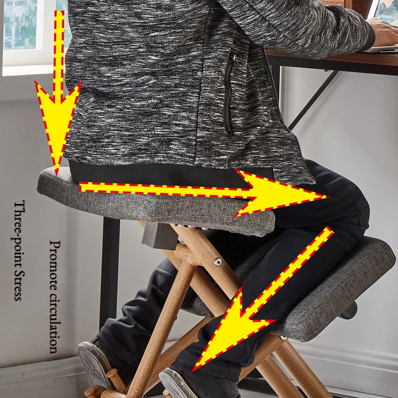 Cadeira ergonômica ergonômica para casa e escritório, fezes ajustáveis para melhorar a postura da postura, assento móvel