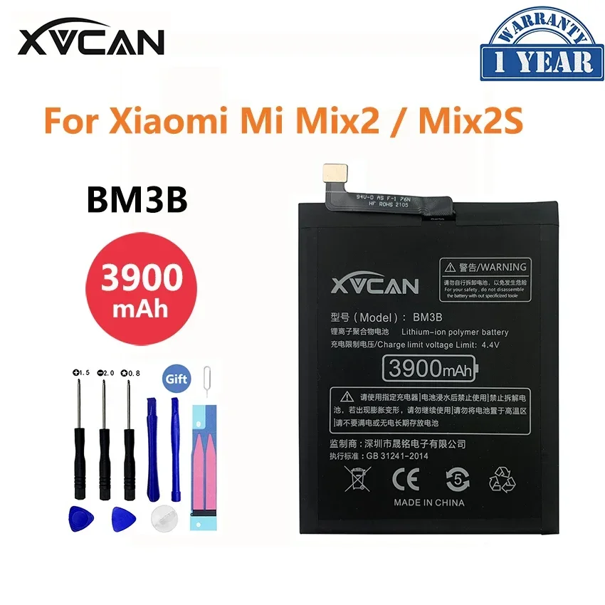 Original XVCAN 3900mAh Battery Phone BM3B For Xiaomi Mix 2 2S Mix2S High Capacity Rechargeable Replacement Batteria Akku