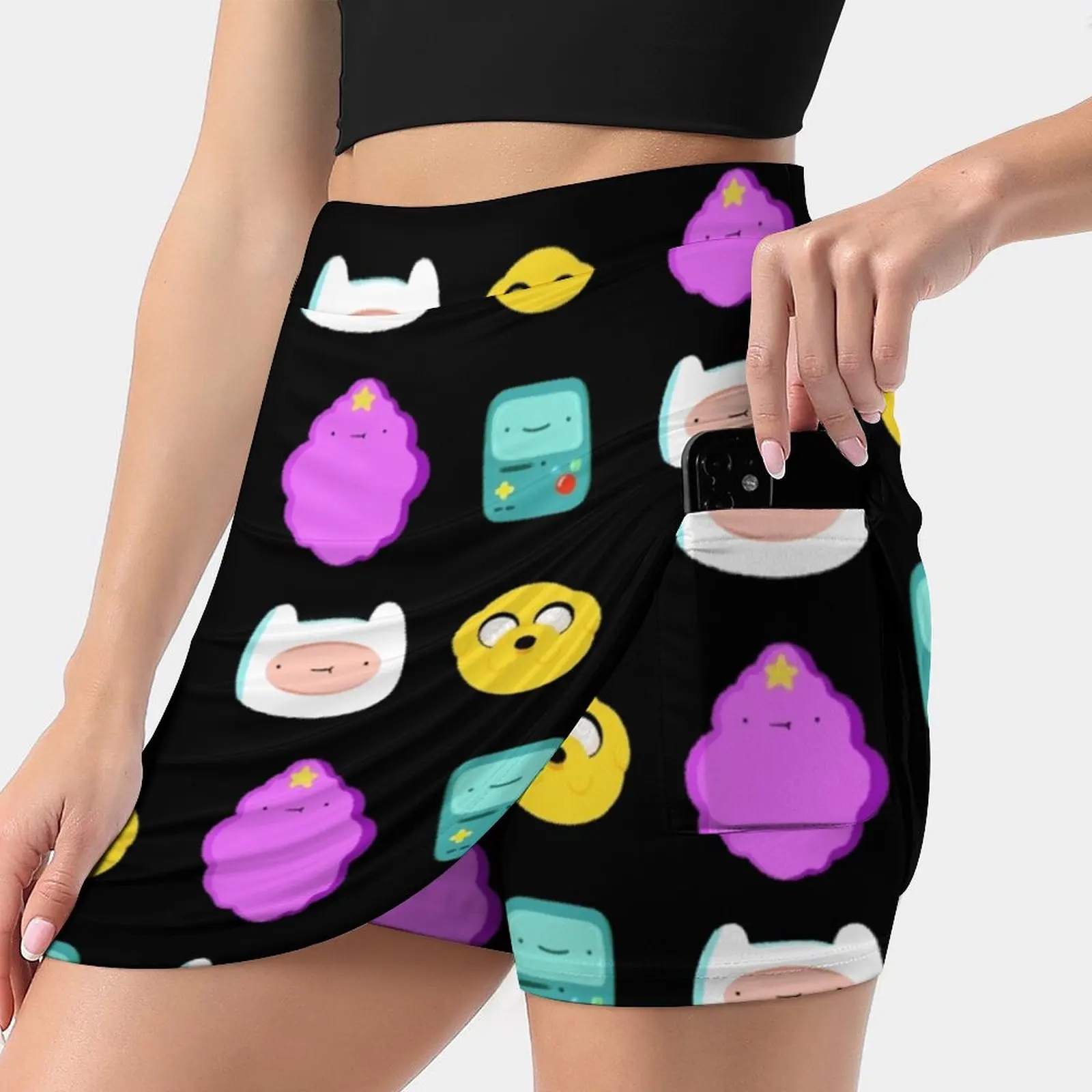 Adventure Time Characters Women Sports Skirt Tennis Golf Dance Fitness Running Yoga Skirts Finn Jake Adventure Time Finn The