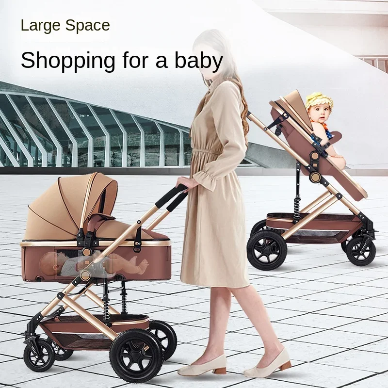 Baby Stroller 3 in 1 Can Sit and Lie Down Scooter Multifunctional Credit Newborn Two-way Swivel Seat High Landscape Stroller