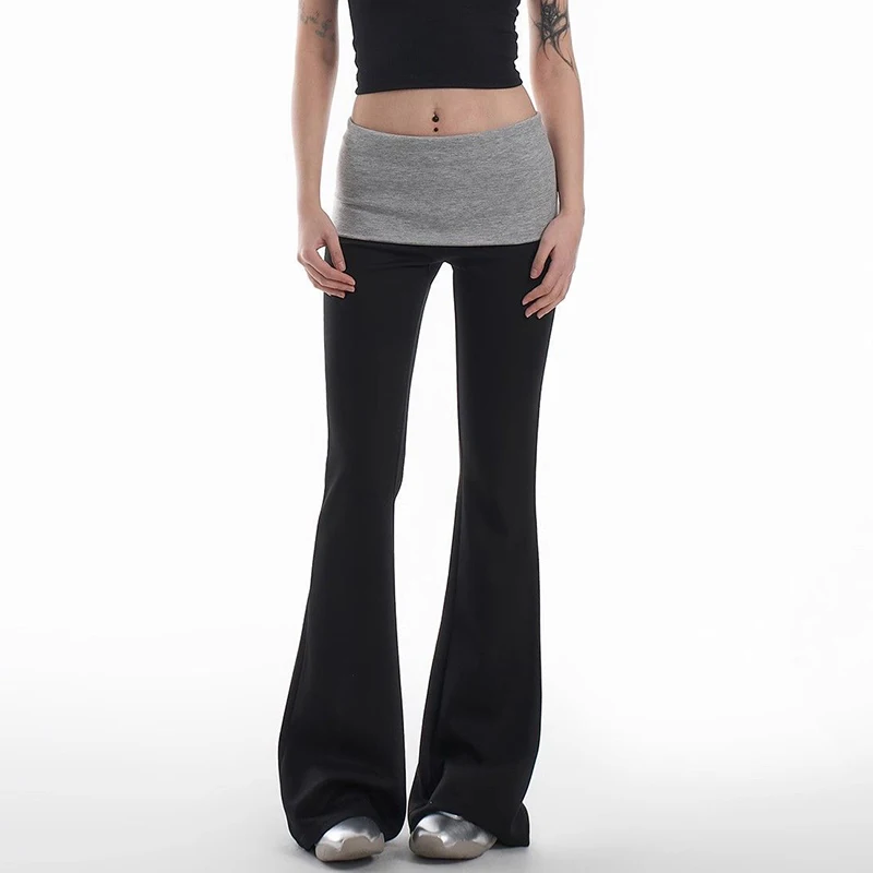 2025 Pantalones de Yoga de cintura alta de diseñador elegante para mujer, pantalones acampanados adelgazantes de retales para mujer, pantalones de chándal informales de pierna recta