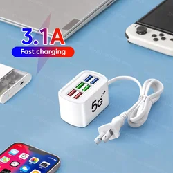 Universal Quick Charging Wall Chargers 6 USB Ports Multifunction Hub Adapter Power Strip Electric Socket Fast USB Charger