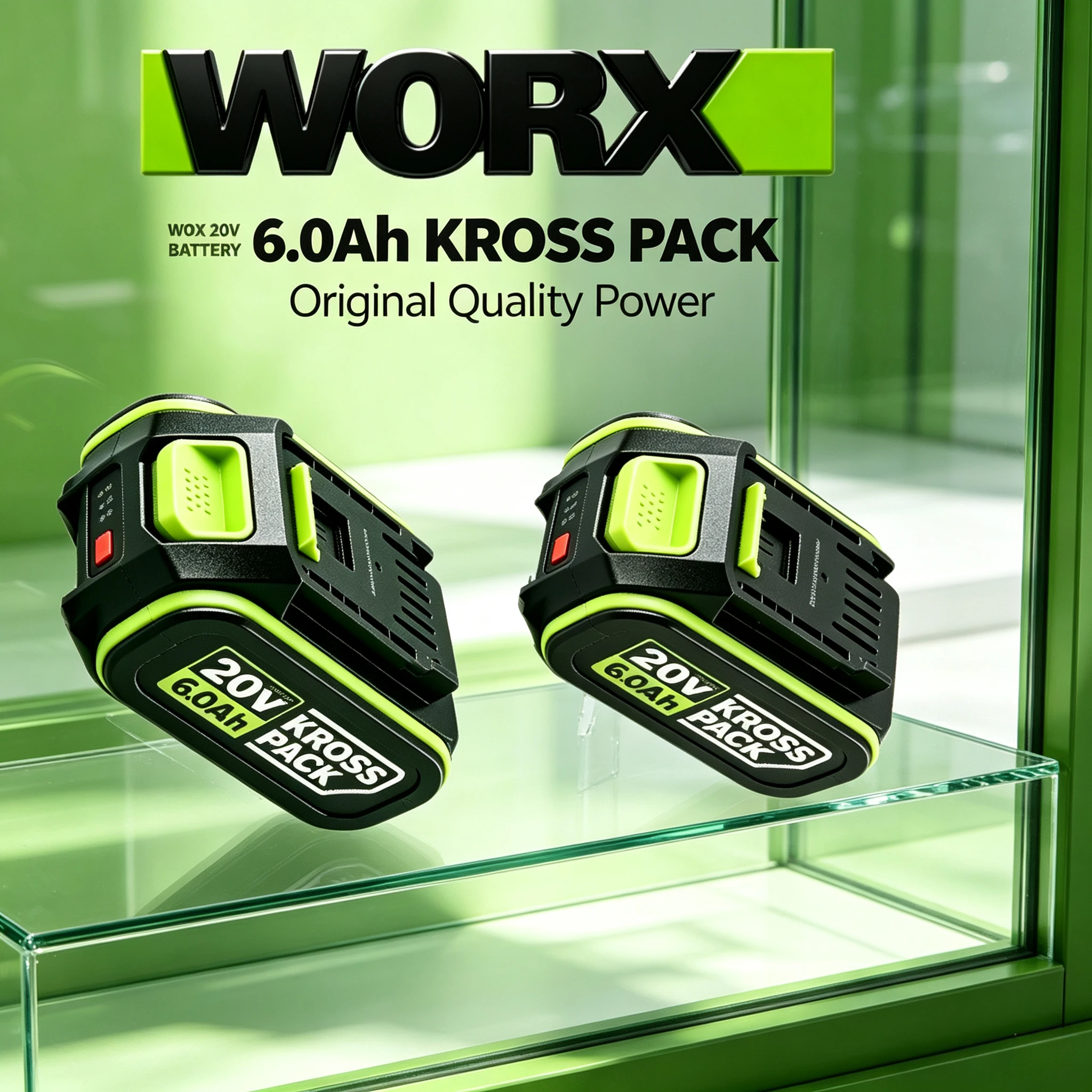 WORX 20V 6Ah Battery,Fit WA3055 Cordless Tools, Upgraded Cell Assembly for Impact Wrench and Circular Saw, Reliable Long Runtime