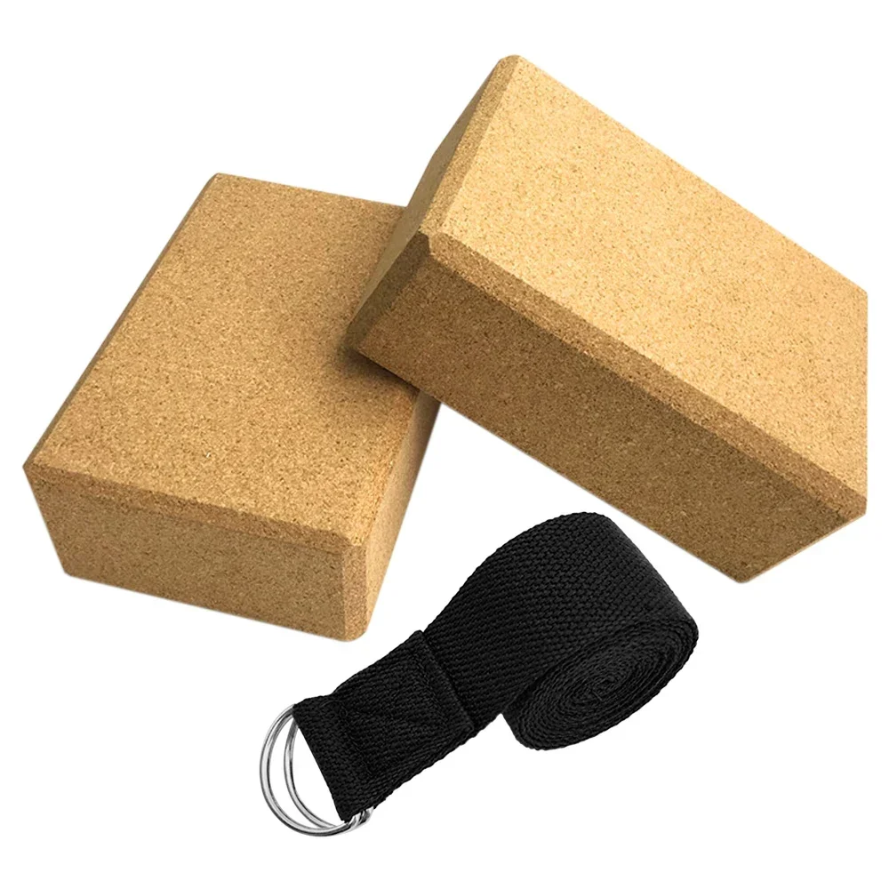 3PCS Yoga Block Cork Sport Home Gym Exercise Wood Yoga Brick Soft High Density Block for Indoor Sport Workout Fitness  Exercise