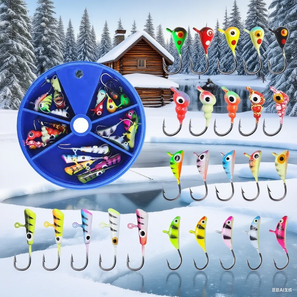 

25Pcs MIni Ice Fishing Lure Hook Grub Worm Lure Hook Fishing Bait Jigging Lures Luminous Submersible Lure Fishing Accessories