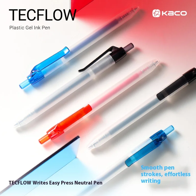 

KACO TECFLOW Gel Pen,0.5mm Smooth Writing Black/Red/Blue/Navy Blue Ink Dual Nib Tip Quick-Dry,Student Exam&Office Writing Pen