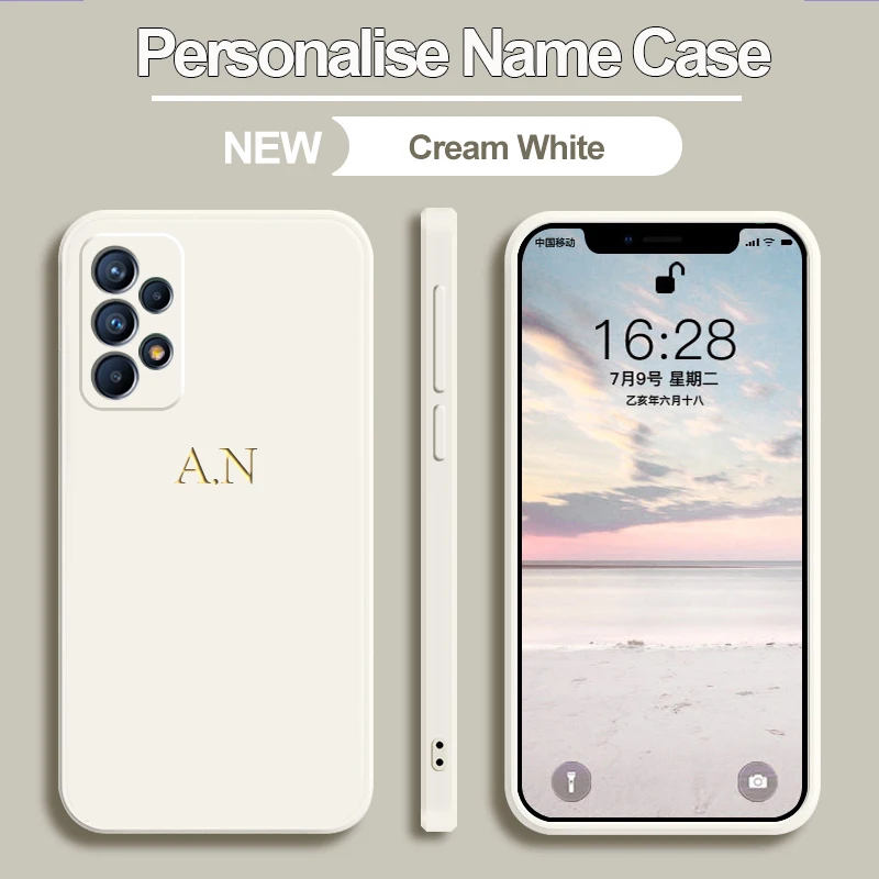 A53 5G A52 S personaliza nombre personalizado letras funda para Samsung Galaxy A53 A52 A54 A34 A32 A13 A14 5G cubierta de silicona líquida suave