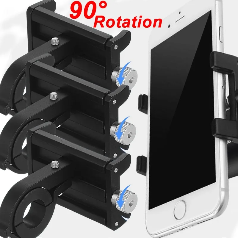 

90 ° Вращающийся велосипедный руль, противоскользящий держатель для телефона, крепление из алюминиевого сплава, универсальный мобильный телефон, GPS, подставка для мотоцикла, кронштейн