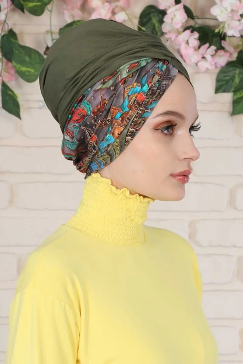 Hijab osso cor sólida e padrão de carnaval