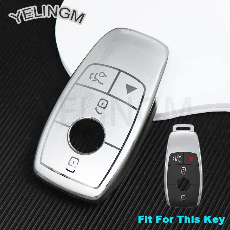 Quicksand Silver Car Key Case Cover for Mercedes Benz E C S GLC Class E200 E400 E63 W213 S550 S560 C260 A200 Key Shell Protector