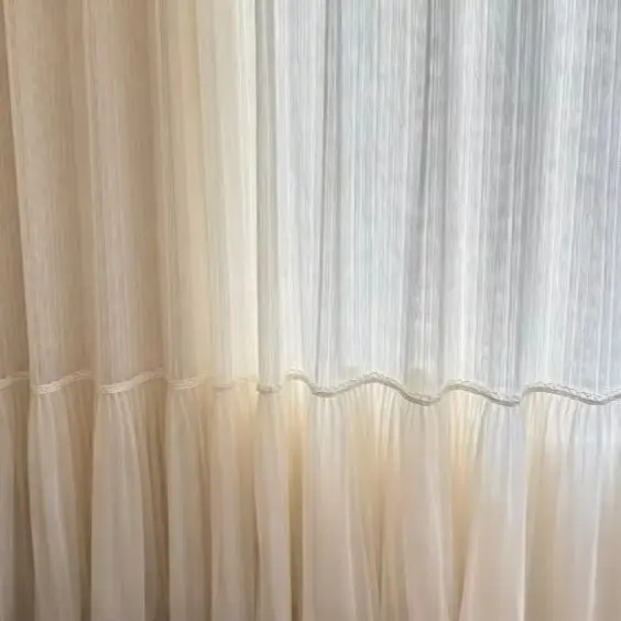 French Luxury sparkly Patchwork Skirt Pearl  Sheer Curtains for Living Dining Room Bedroom Window Decor Elegant Door White Tulle