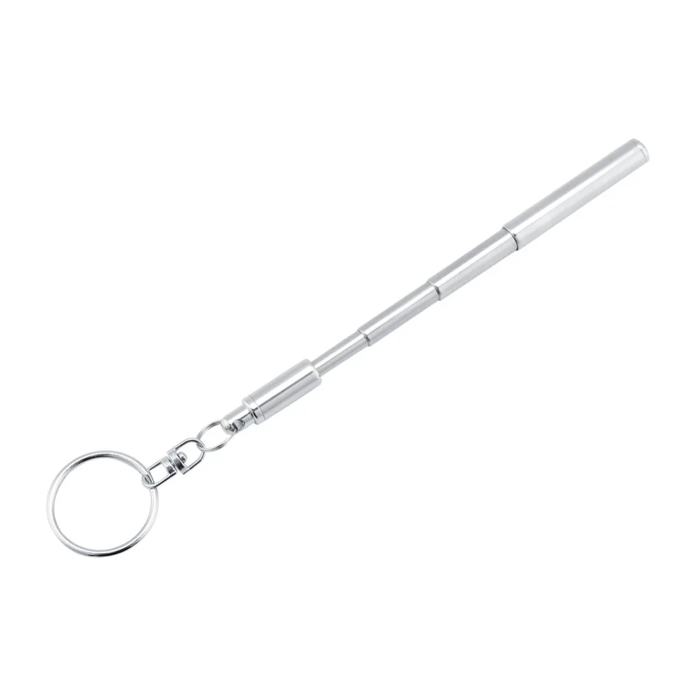 Stainless Steel Telescopic Pen 2 in 1 Multifunctional Extendable Keychain Pen with Key Ring Lightweight Retractable Ballpoint