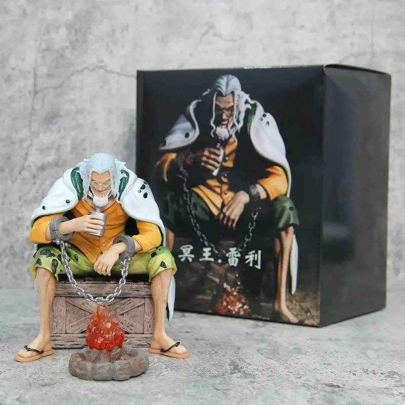 Figure One Piece Anime Gk Silvers Rayleigh Sitting Position Luminescent Bonfires Action Statue Collectible Decoration Model Toys