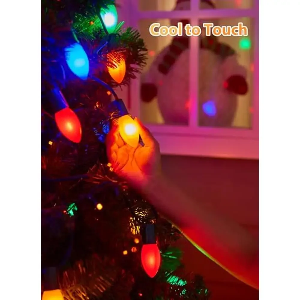 Vintage Shatterproof C9 LED String Lights 150ft Commercial Grade Waterproof Connectable Christmas Decorations Multicolor Bulbs