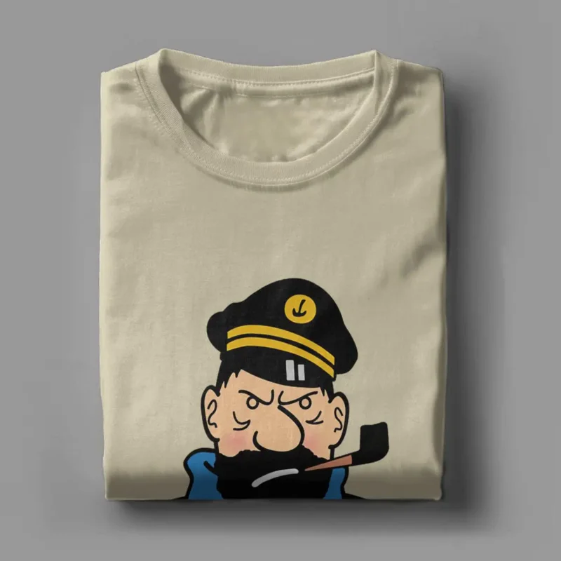 Captain Haddock men T shirts cartoon awesome tee shirt short sleeve crew neck T-shirts pure cotton plus size clothes