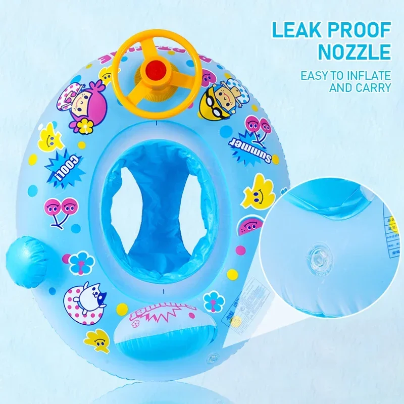 Wasser Schwimmender Schwimmring mit Lenkrad Sommer Outdoor Sonnenschirm Aufblasbares Spielzeug Sitz Pool Strand Wasserspielzeug für Kinder