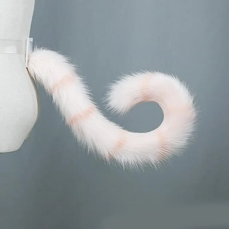 652f Faute en faux réglable pour le bandeau d'oreille chat le coffre queue en peluche costume fête prétendue multic