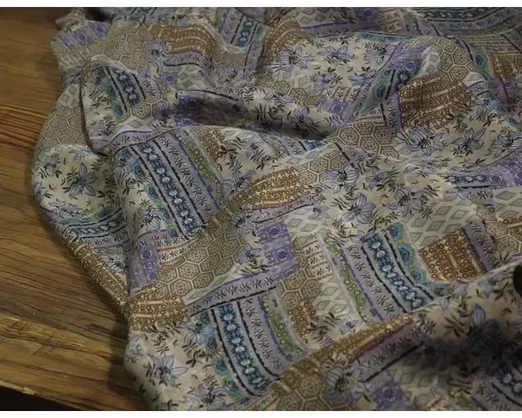 

1yard high quality Copper ammonia wire fabric vintage pattern tela dress shirt bag cheongsam fabric for clothing