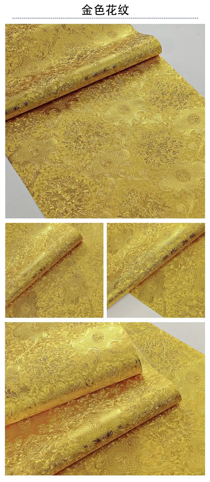 Luxury Gold Foil Damask Wallpaper PVC Embossed Wall Paper European Floral Wallcovering for KTV Hotel Living Room Home Decor
