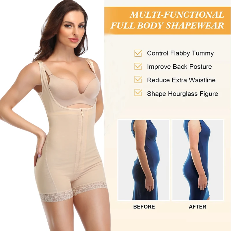 Fajas Reductoras Plus Size Full Body Shaper Women Bodysuit Tummy Control Thigh Trimmer Slimming Waist Trainer Postpartum Corset