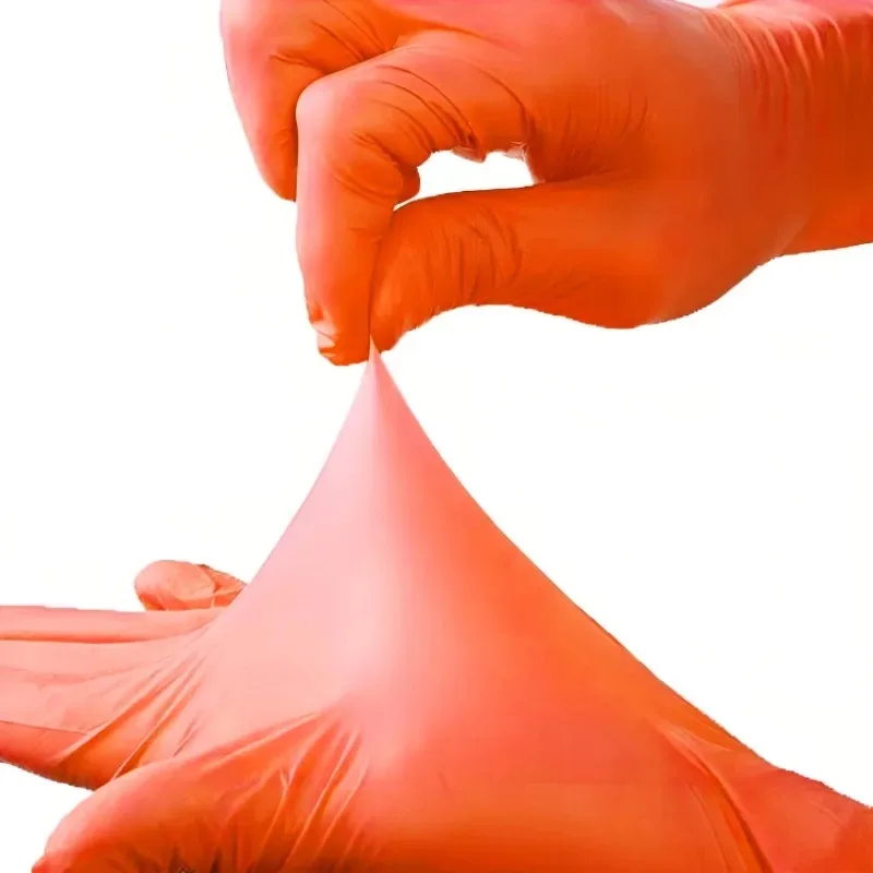 

20PCS Orange Nitrile Gloves Heavy Duty Powder Latex Free Disposable for Commercial Cleaning Tattoo Studio Kitchen DIY