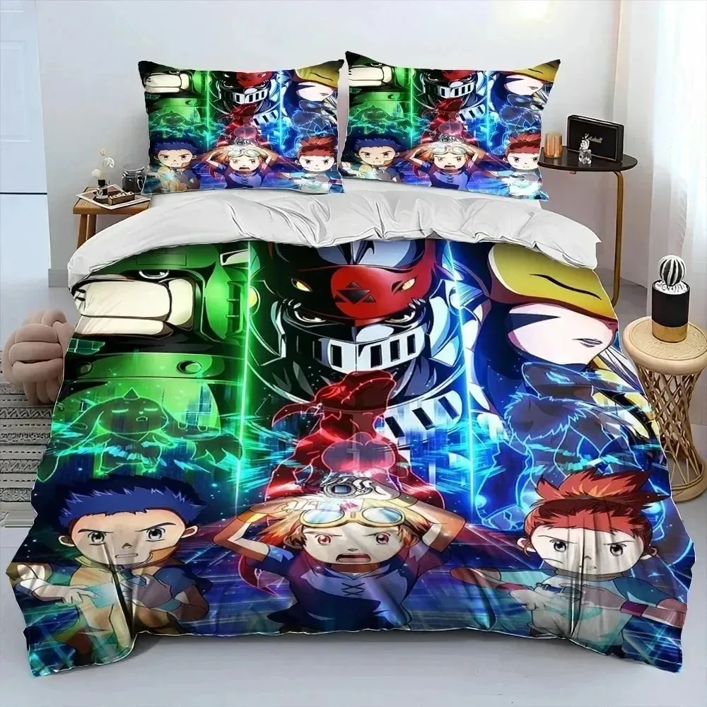Anime Digimon Adventure Monster Bedding Set 3D Printed Suitable for Bedroom Duvet Cover Set With Pillowcases Kids Home Textile