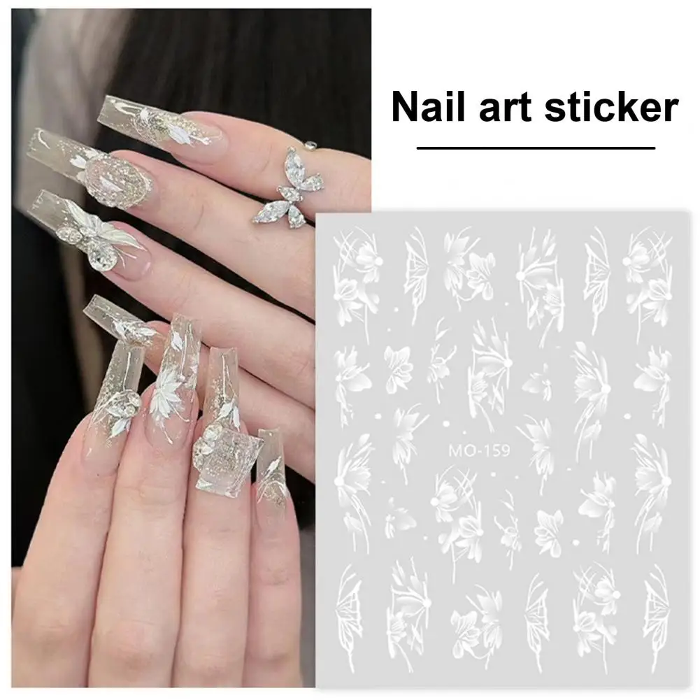 Long-lasting Nail Decal Elegant Hand-painted Flower Butterfly Nail Stickers Long-lasting Ins Style Art Decals for Women's Nails