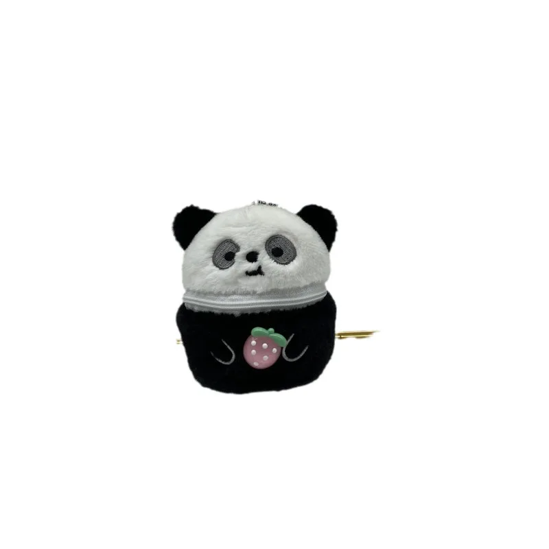 New cute black and white panda storage box plush creative doll keychain headset lipstick coin purse couple cool bag pendant