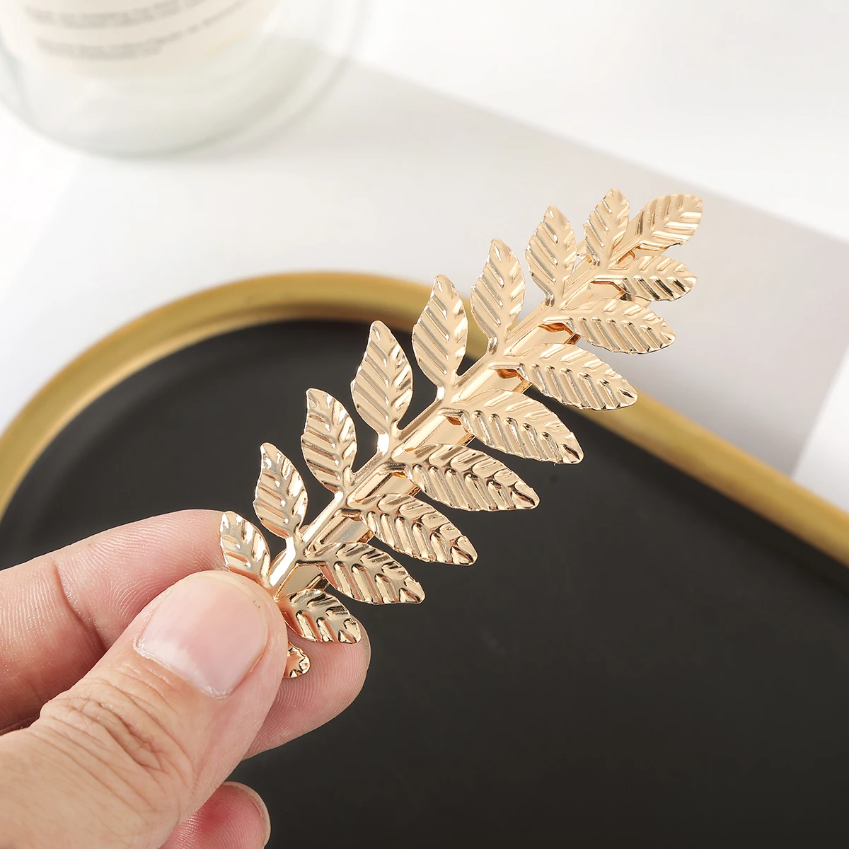 Women Fashion Gold Hairpin Girl Hair Combs Leaf Hair Clips Horsetail Hairpins Barrettes Ponytail Holder Hair Accessories