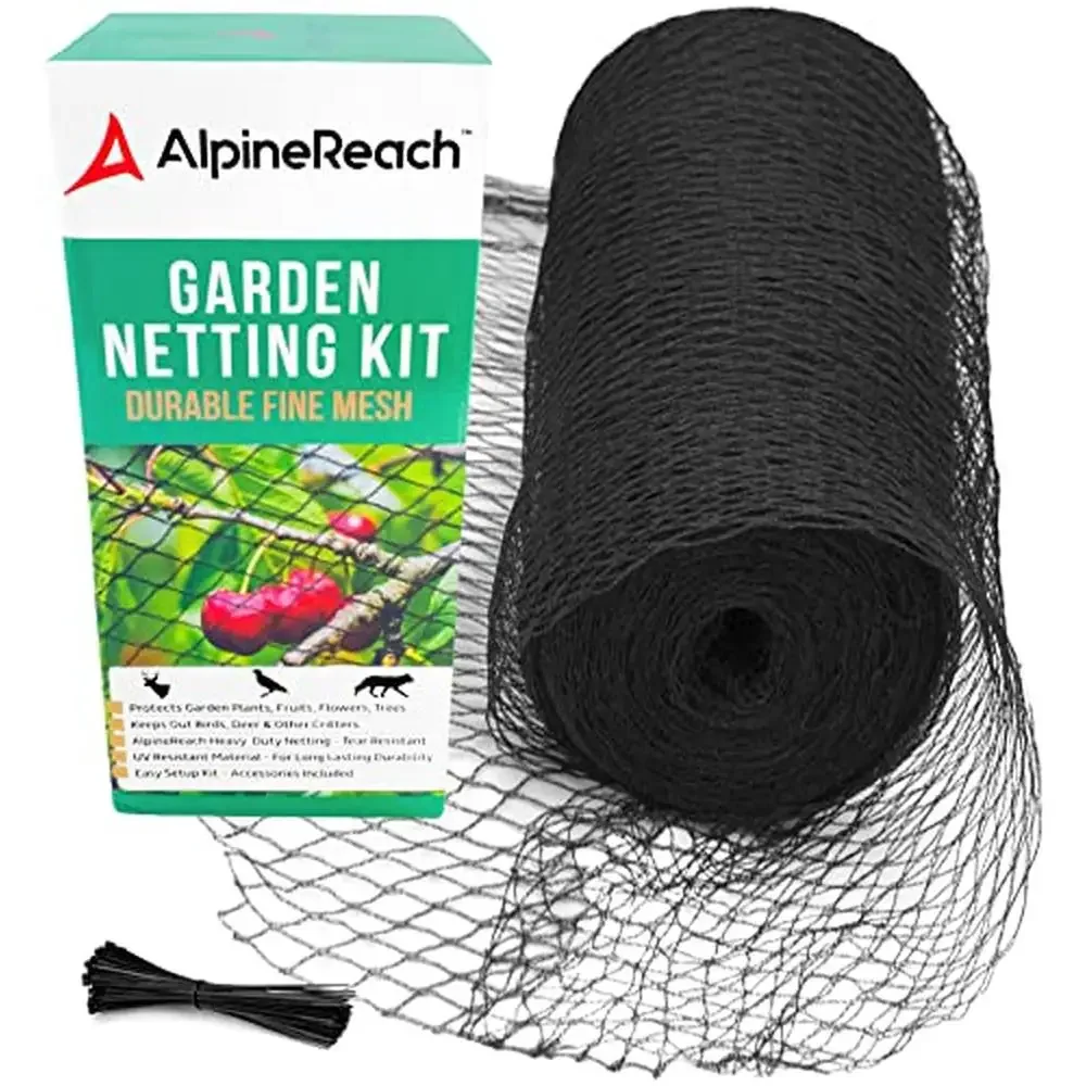 

Heavy Duty Garden Netting 15x50ft Woven Mesh Plant Protection Fence Kit Birds Deer Animals Zip Ties