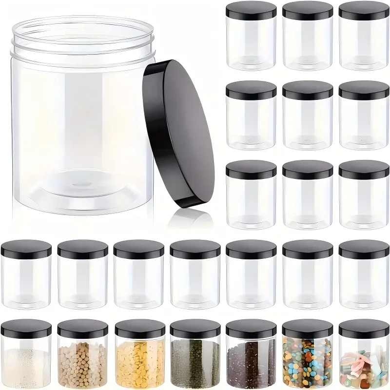 12pcs 16.9oz Fillable Jars Plastic With Gasket Strong Seal Plastic Mason Jar Threaded For Kitchen Dispensing Storage Nuts Honey