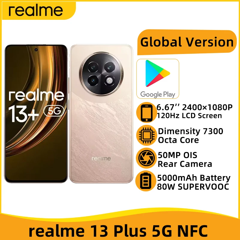 Global Version realme 13 Plus 5G NFC Dimensity 7300 Smartphone 6.67\