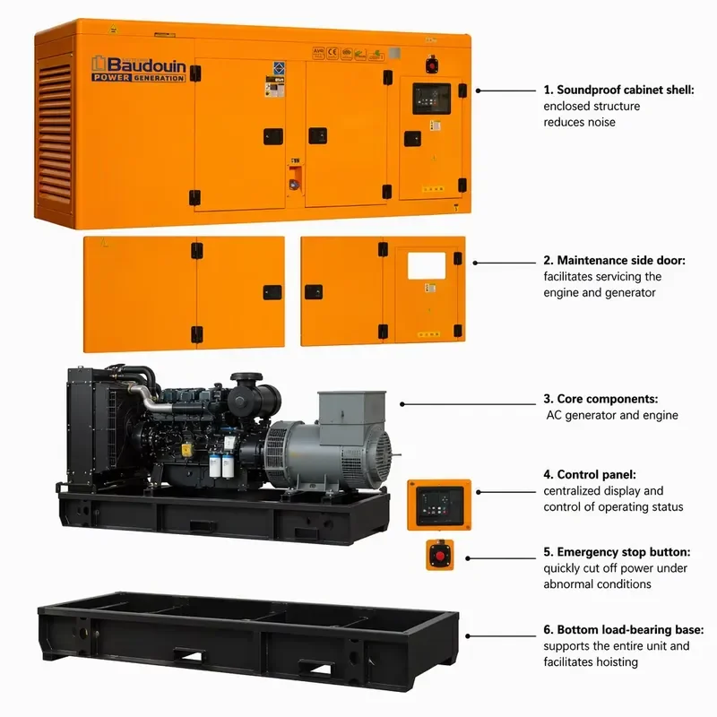 100/150/200/300/500/1000kw Powerful 1/3 Phase Silent Generators Set Low Noise 100% Copper Alternator Generador