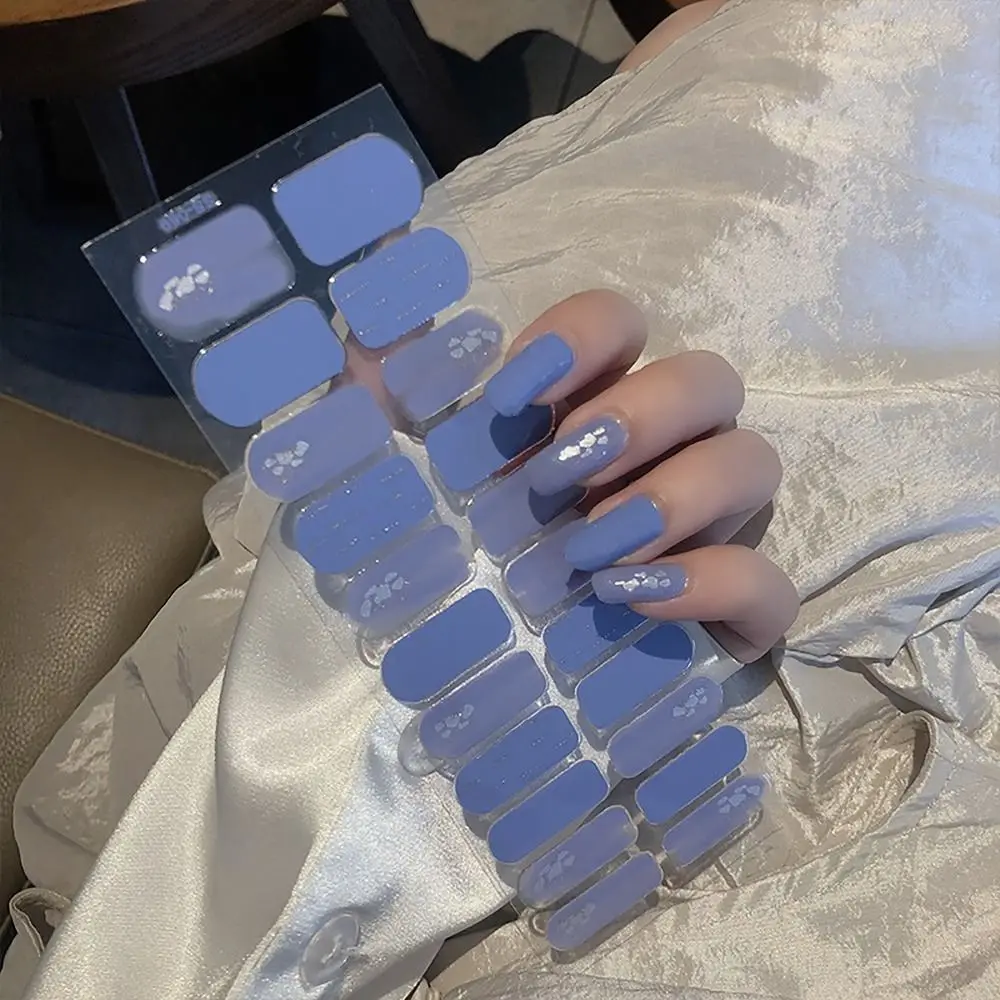 Facile da rimuovere 22 strisce adesivi per unghie in gel toppa per unghie floreale semicurata copertura completa strisce di smalto per unghie in gel fai da te creazione di nail art