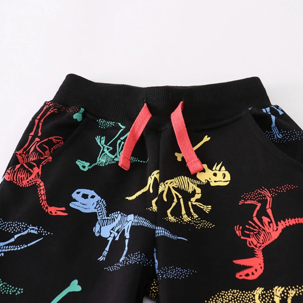 Jumping Meters Boys Dinosaur Long Pants 2-7T Drawstring Sweatpants Full Length Autumn Spring Kids Trousers Children's Clothes