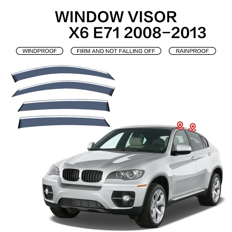 

For BMW X6 E71 F16 G06 Window Visor Car Accessories Plastic Exterior Visor Vent Shades Window Sun Rain Guard Deflector 4pcs