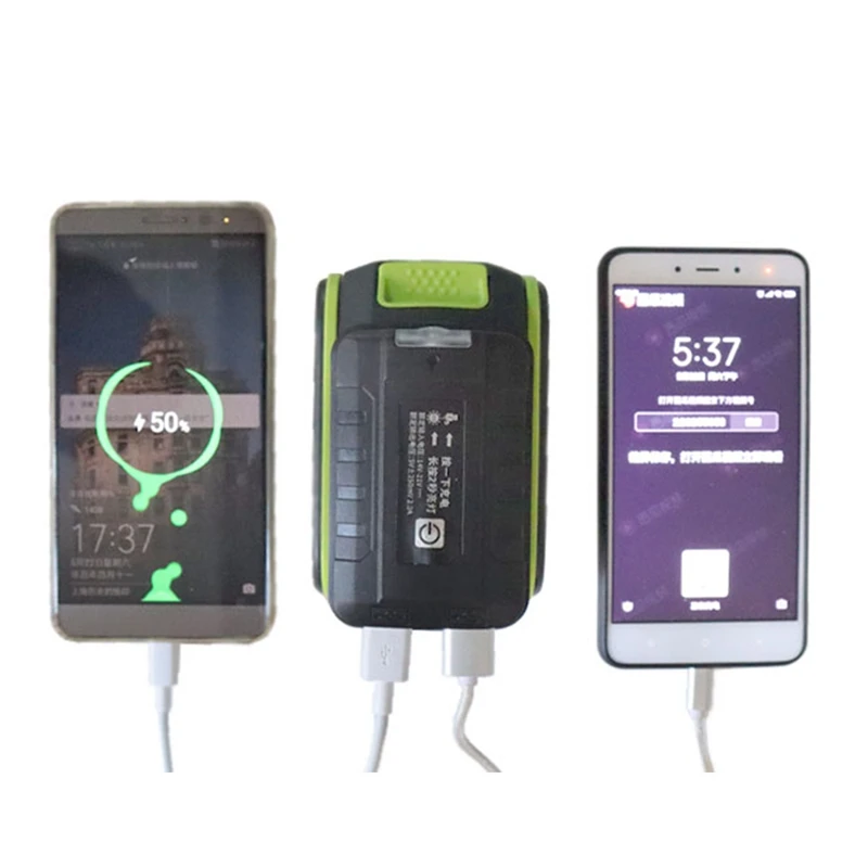 Adapter LED Light Lamp Flashlight Torch USB Mobile Phone Charger For Worx Green Wide 5 Pin Socket 18V 20V Li- Battery