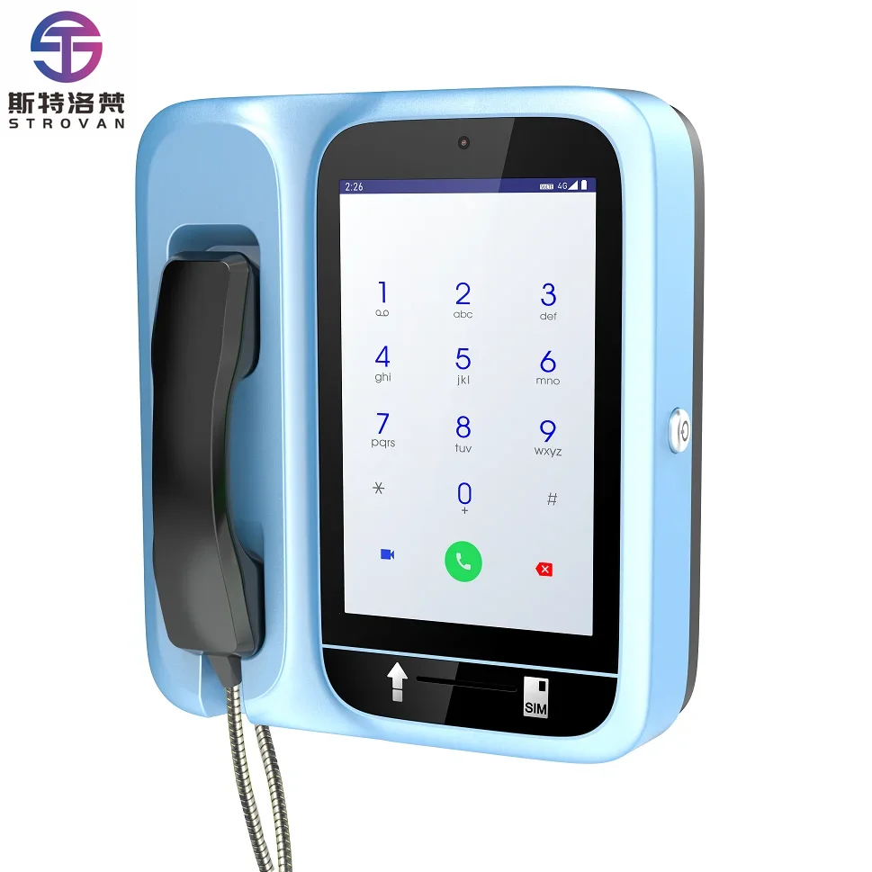 Android 11 School Outdoor Face recognition 10 inch Large Screen 4G LTE Wireless Desktop Smart Video Public Telephone Payphone