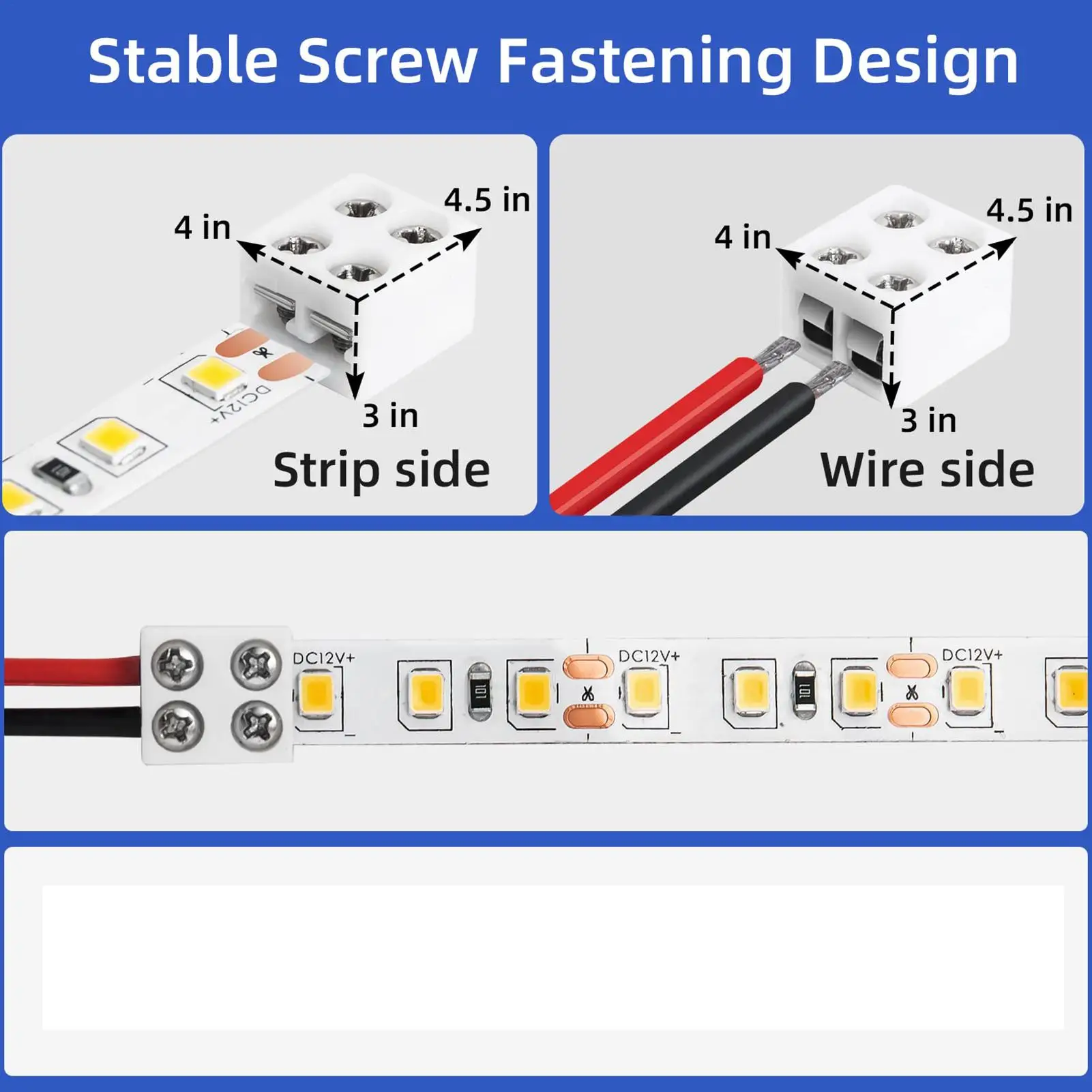 LED Light Strip Connectors 8mm Sturdy LED Connector User-Friendly LED Connecting Versatile LED Strip Light Connectors
