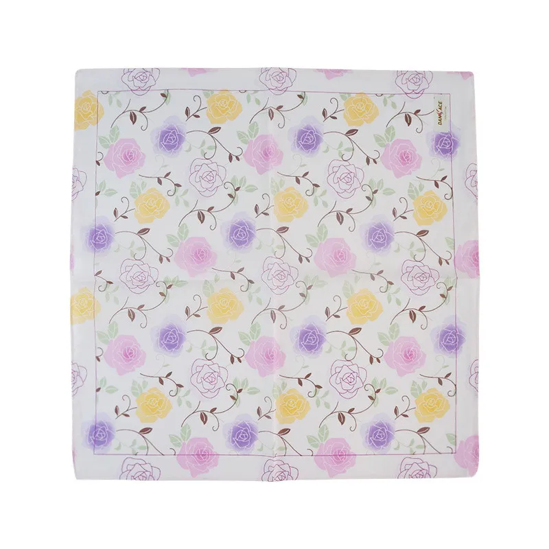 3Pcs 45x45cm 100% Cotton Peony Flower Printed Women Handkerchiefs Soft Sweat Wiping Square Scarf Wedding Party Gift