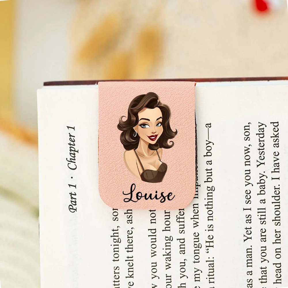Marcapáginas con nombre para niñas bonitas, marcapáginas de cuero personalizado para chicas bonitas, marcapáginas magnético personalizado, regalo de cumpleaños para amantes de los libros, 1 ud.