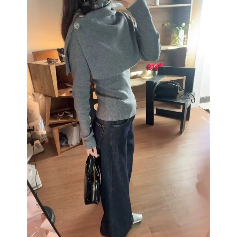 

Harajuku American Vintage Sweater Woman Korean Fashion Pullover 2000s Long Sleeve Elegant Knitwears Designer Aesthetic Y2k