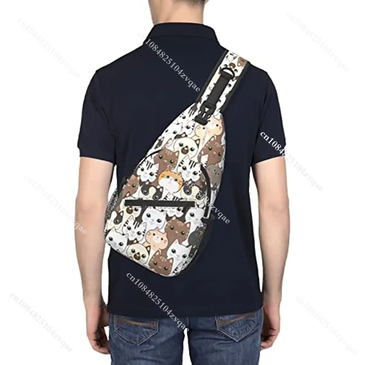 Katze Cartoon Schlinge Rucksack Umhängetasche Reise Wandern Tages rucksack lässig Bücher tasche