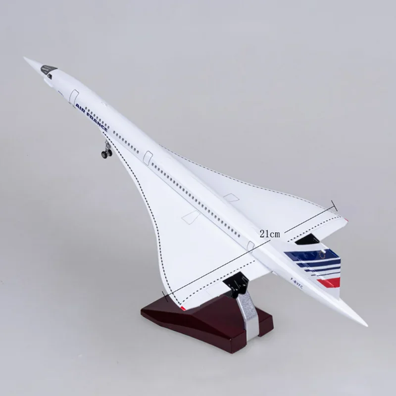 50cm 1:125 Scale Resin Diecast Air France Concorde With Light And Wheel Plane Model Airplane Aircraft Collection Display
