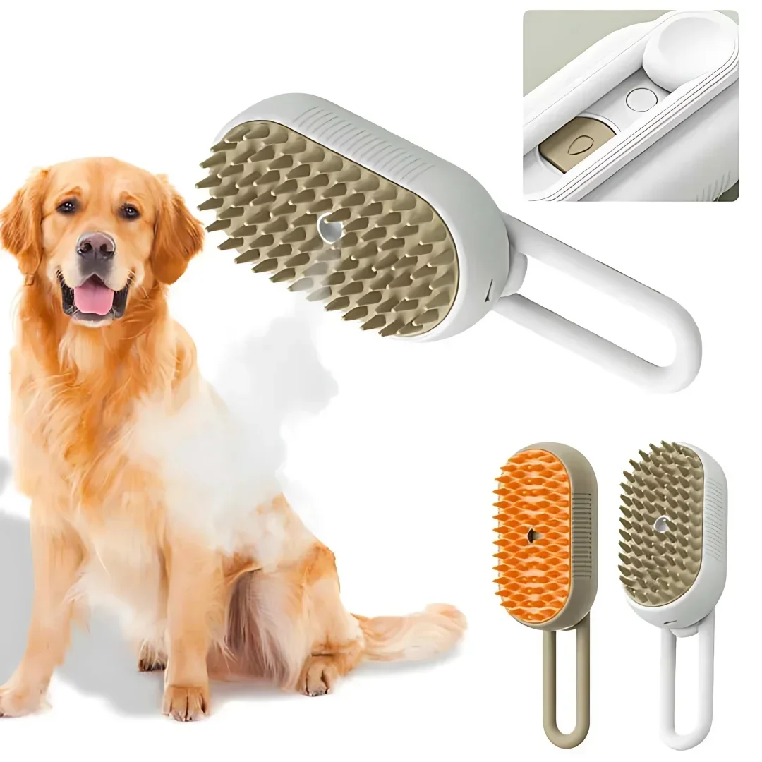 Cat Dog Pet Spray Massage Brush 3 in 1 One Button Steam Spray Folding Rotatable Floating Hair Bath Hair Removal Brush Comb