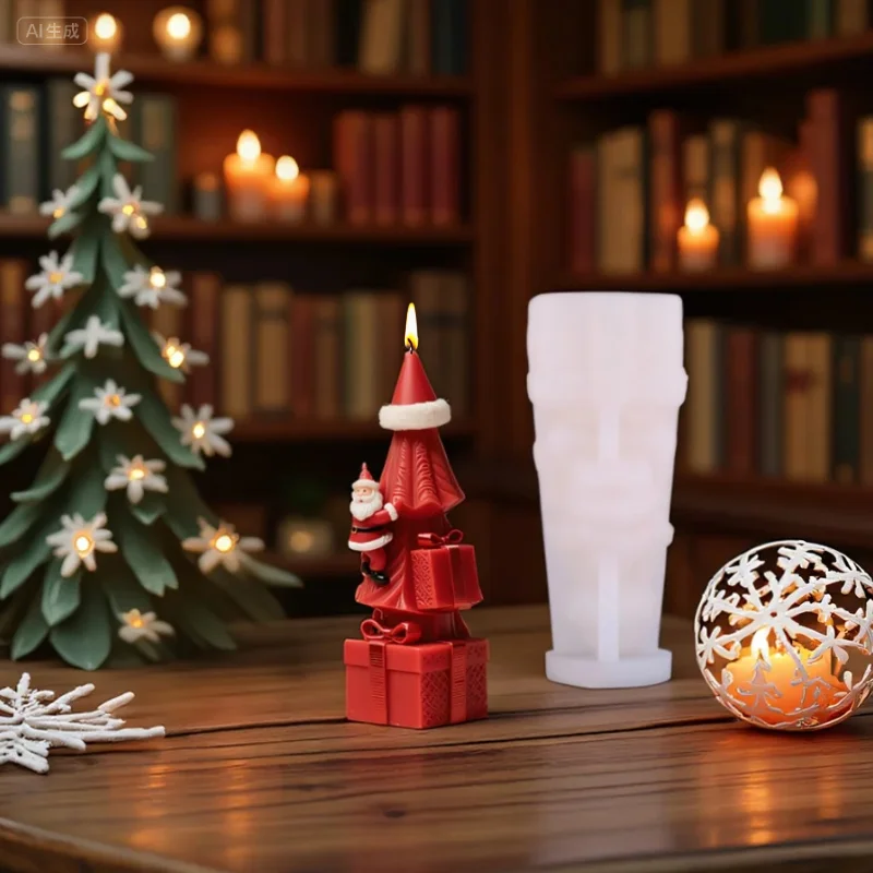 Santa Claus Christmas Tree Candle Silicone Mold Christmas Gift Aromatherapy Soap Ornament Gypsum Resin Mold Xmas Home Decor