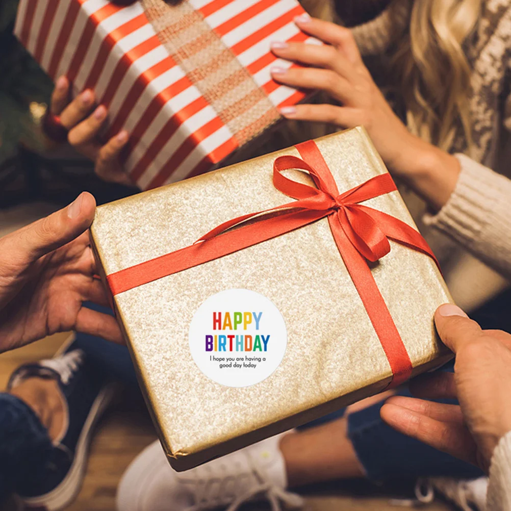 

2 Rolls Birthday Sealing Stickers Self-Adhesive Decorative Gift Wrapping Label Stickers for DIY Crafts Envelope Snack Bags