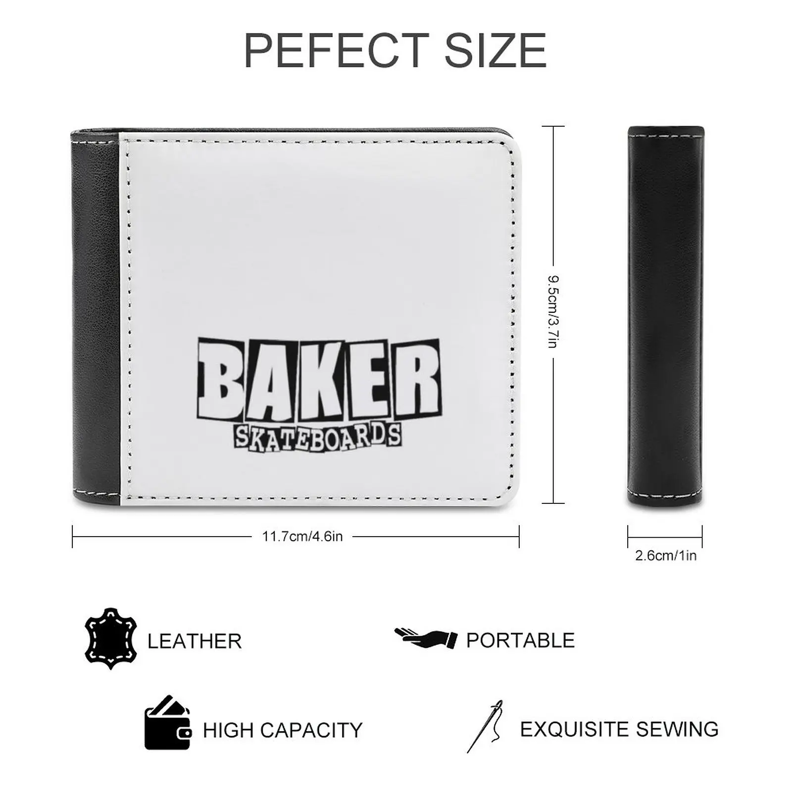 Baker Skateboards New Men Wallets Pu Leather Men Purse High Quality Male Wallet Baker Skateboards Personalized Wallet Pattern